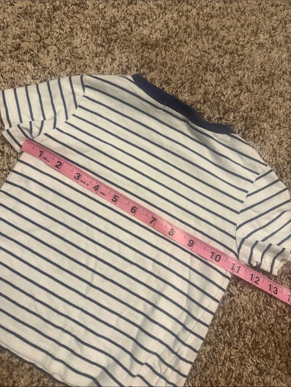 RALPH LAUREN navy blue striped popover T-shirt
